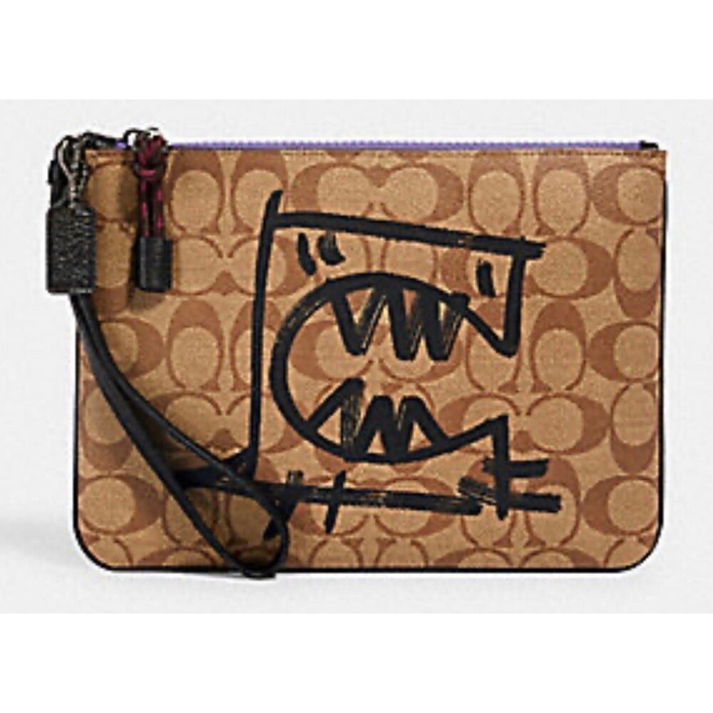 COACH GALLERY POUCH IN SIGNATURE CANVAS WITH REXY BY GUANG YU